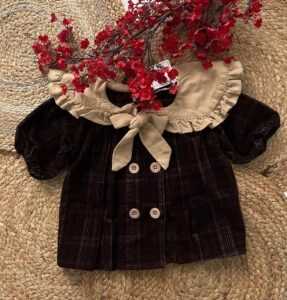 best Classic Ruffle Puff Dress-half sleeves checkered top-Black