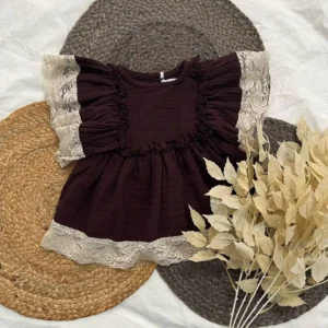 best Rustic lace sleeve dress-soft cotton fabric